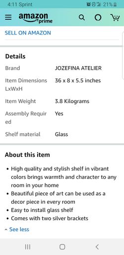 JOZEFINA ATELIER Contempo Bent Purple with Silver Brackets Glass Shelf Thumbnail