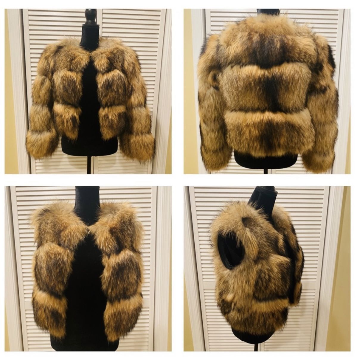 Genuine Raccoon Vest Jacket Crop Jacket Puffer Bomber Fur Coat Trench Long Sleeve