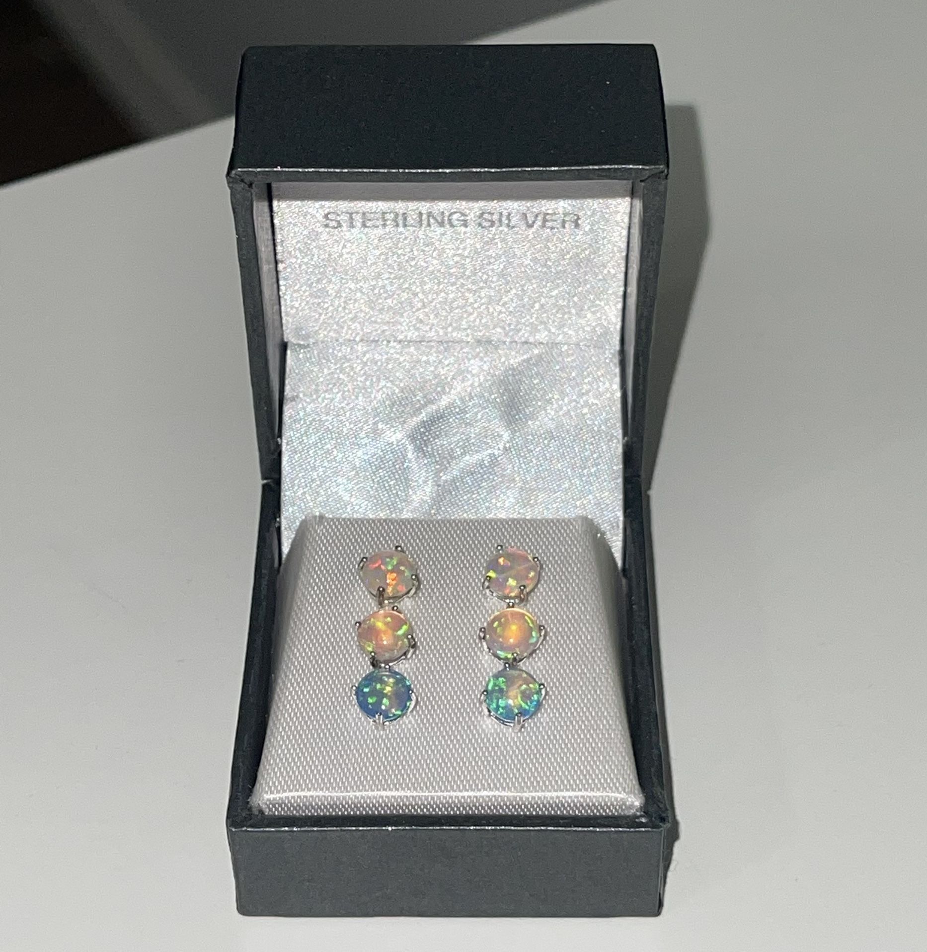 3 Cubic Zirconia Sterling Silver Earrings