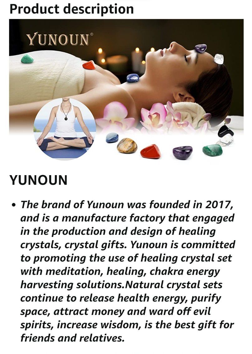 Yunoun Chakra Stones Healing Crystals，Crystal Therapy, Meditation, Reiki - 7 Chakra Set

