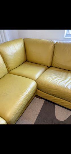 Mustard Yellow Leather Sofa Large Size, Large Yellow Leather Furniture
