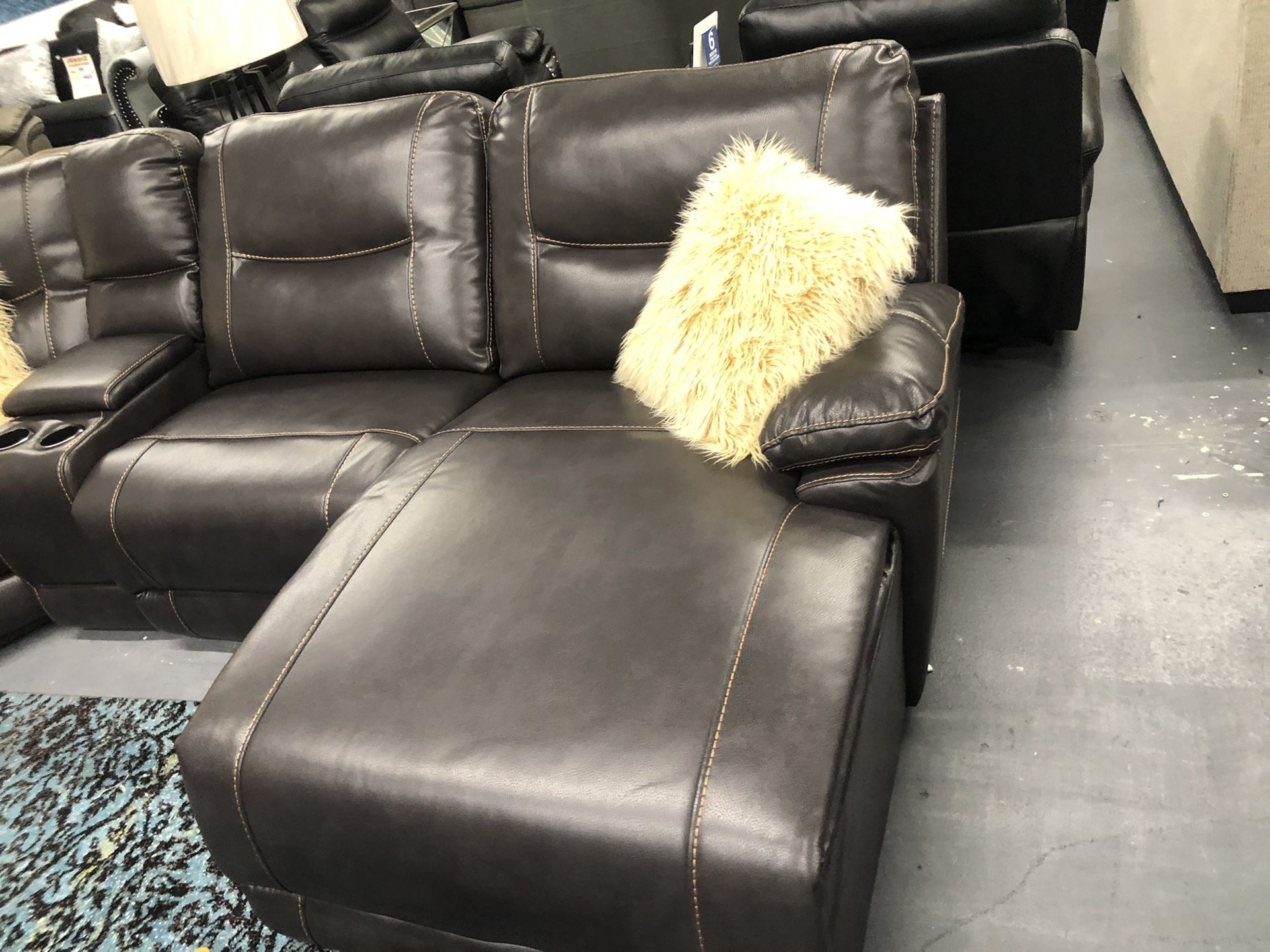 $2199 NEW SECTIONAL SOFA BROWN LEATHER WITH 3 recliners 