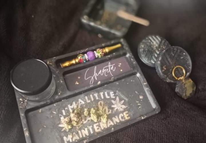 One Of A Kind Rolling Tray Grinder, Ashtray, And Fountain Pens 