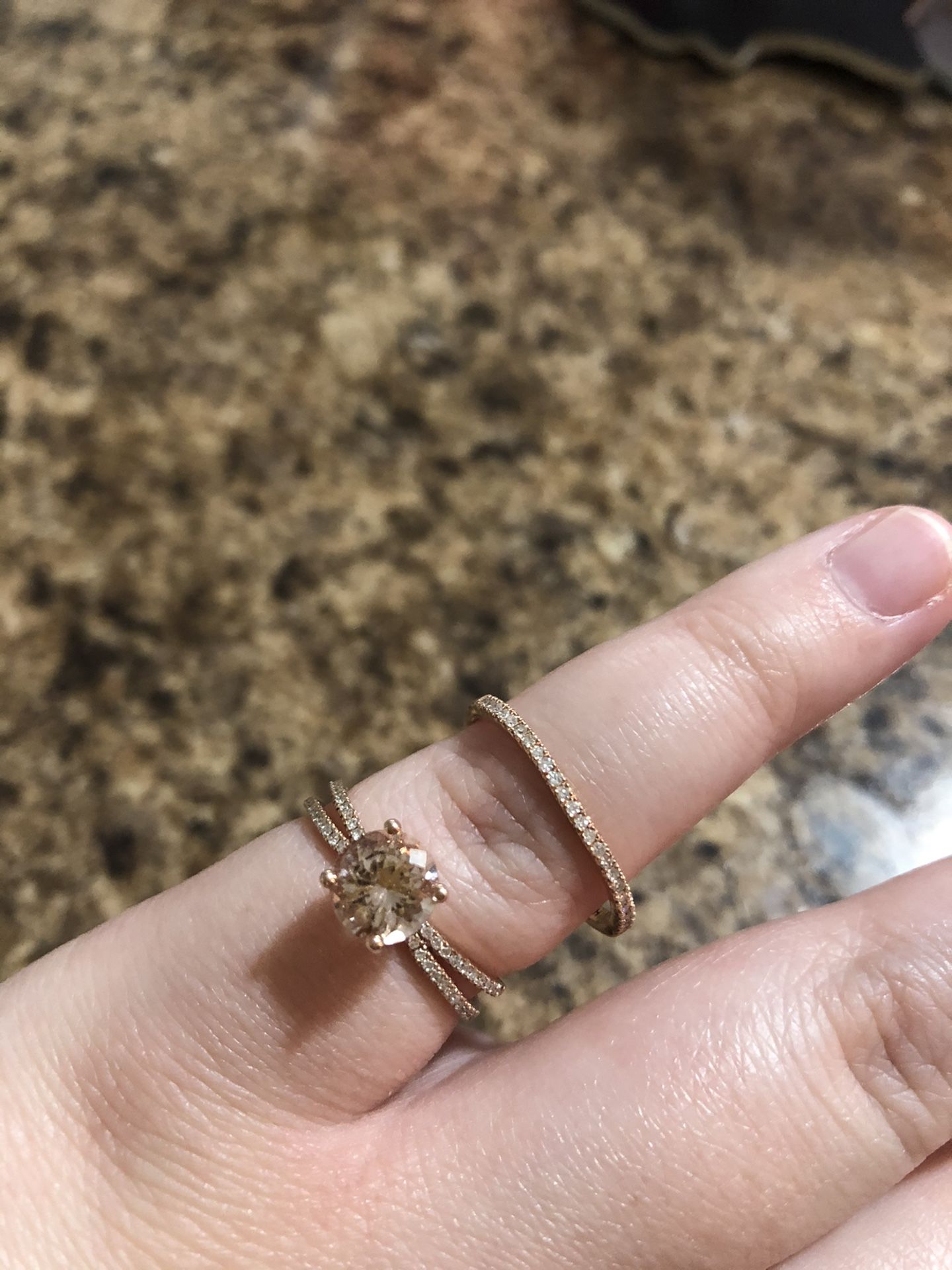 Rose gold wedding ring set