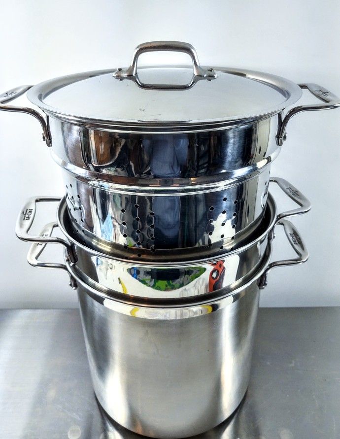All-Clad 12 Qt Stock Pot With 3 Colander/Steamer Inserts