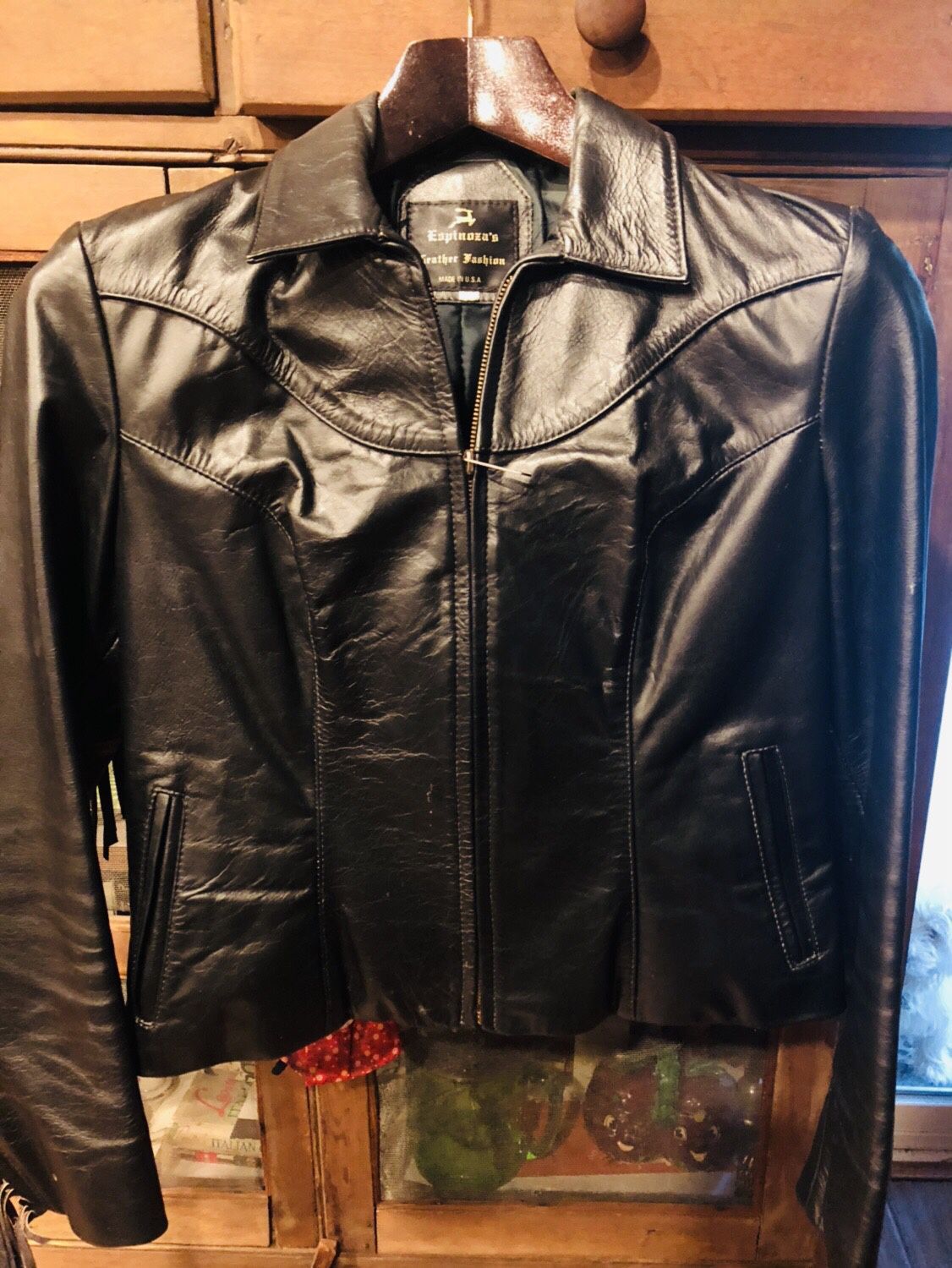 Women’s Espinoza’s Heavy Leather Motorcycle Jacket w/ Fringe