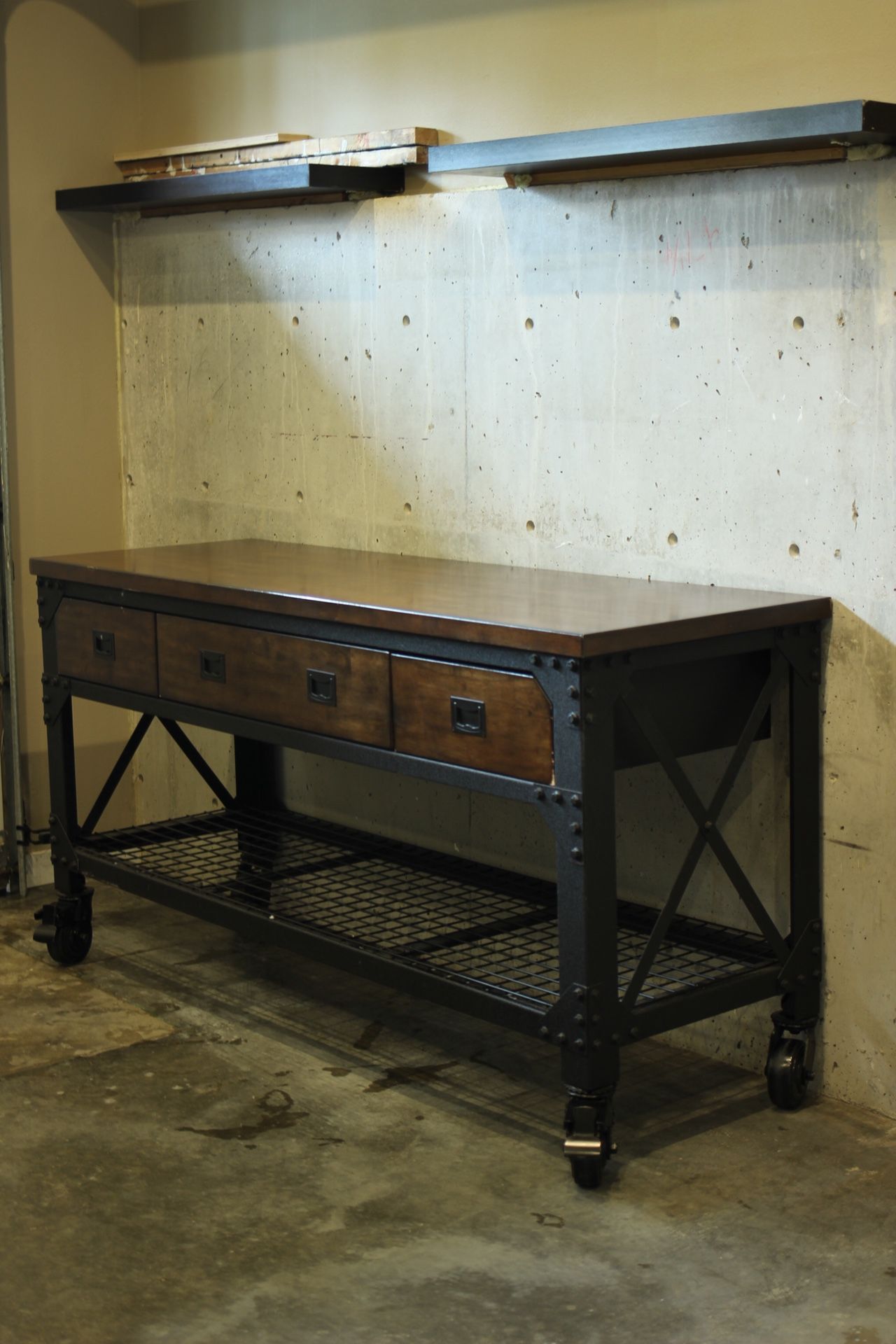72” Whalen industrial metal and wood workbench for Sale in Woodinville