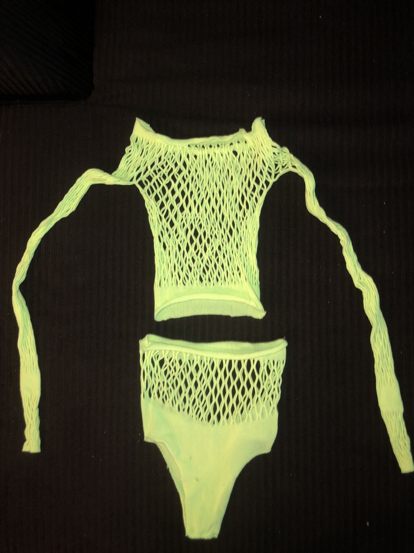 Mesh Sheer Lingerie Set Fishnet Babydoll Two Piece rave outfit nwot