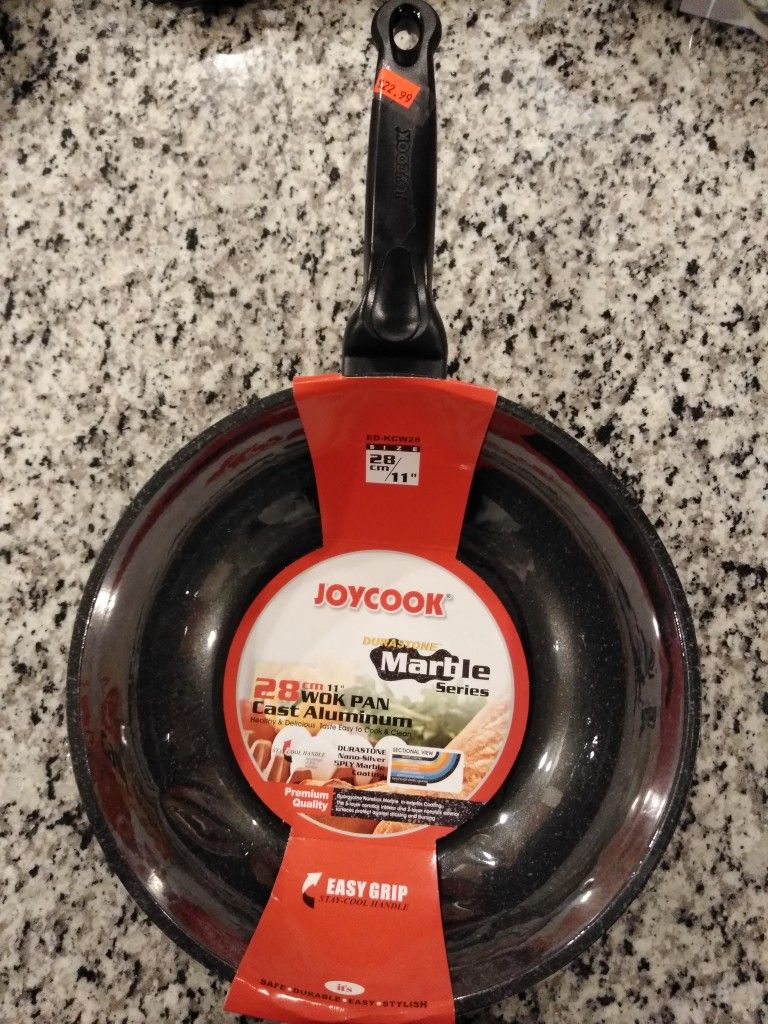 NEW 11-inch Non-stick Durastone Marble Wok Frying Pan