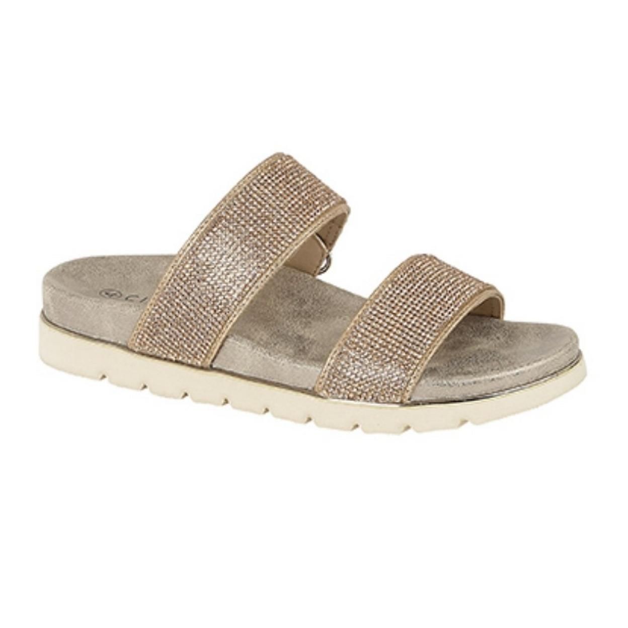 Cipriata Womens/Ladies Aletta Diamante Twin Strap Mule Sandals Size 8 US