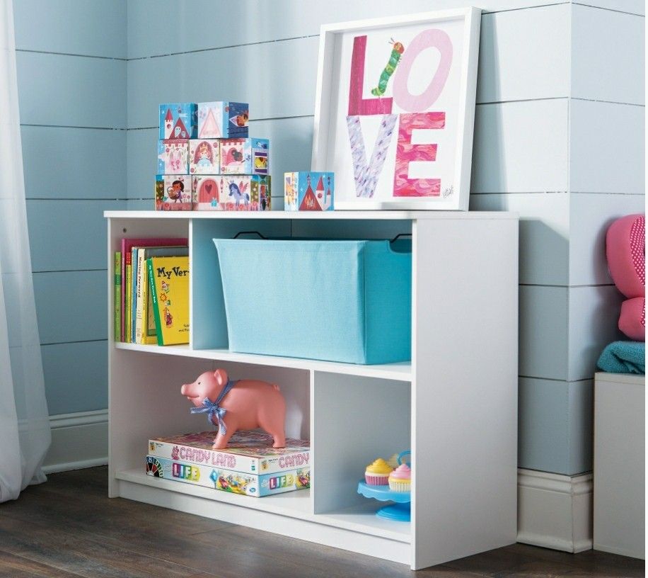 Sturdy 2-Tier Horizontal Storage Shelf/ Bookcase, White