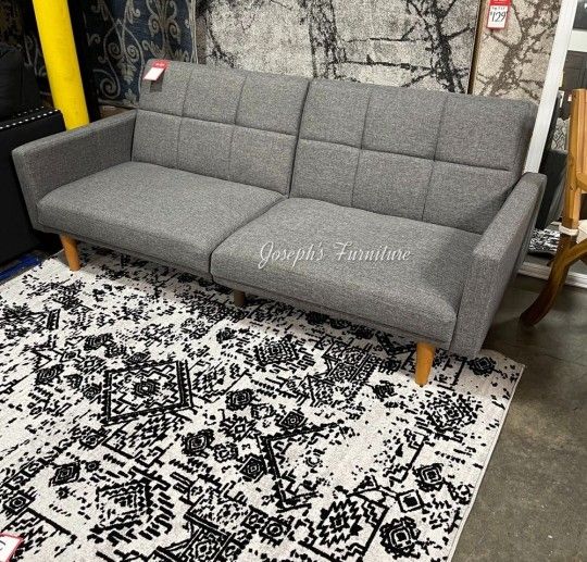 Brand New Grey Linen Futon Sofa Bed (New In Box)