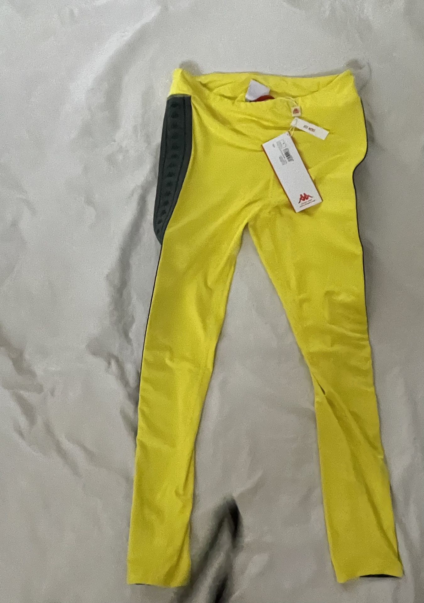 Women's Yellow Kappa 222 Banda Skin Leggings Size L