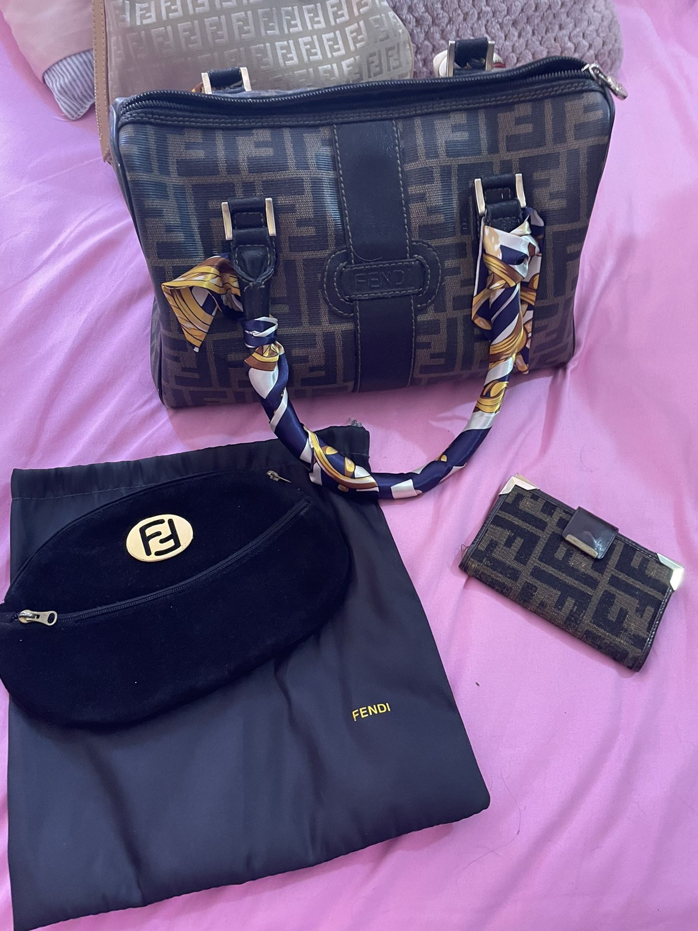 Vintage Fendi make up bag an address book
