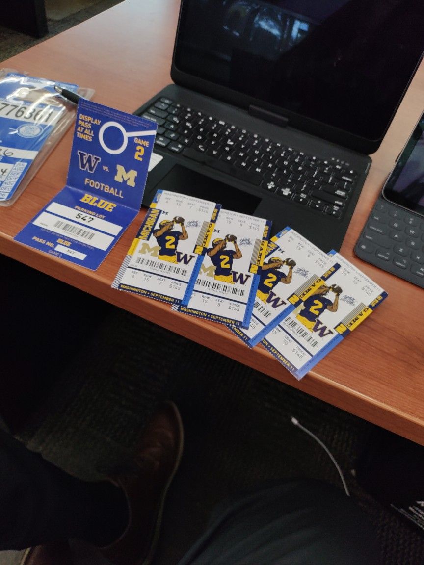4 Michigan Versus Washington Tickets September 11th