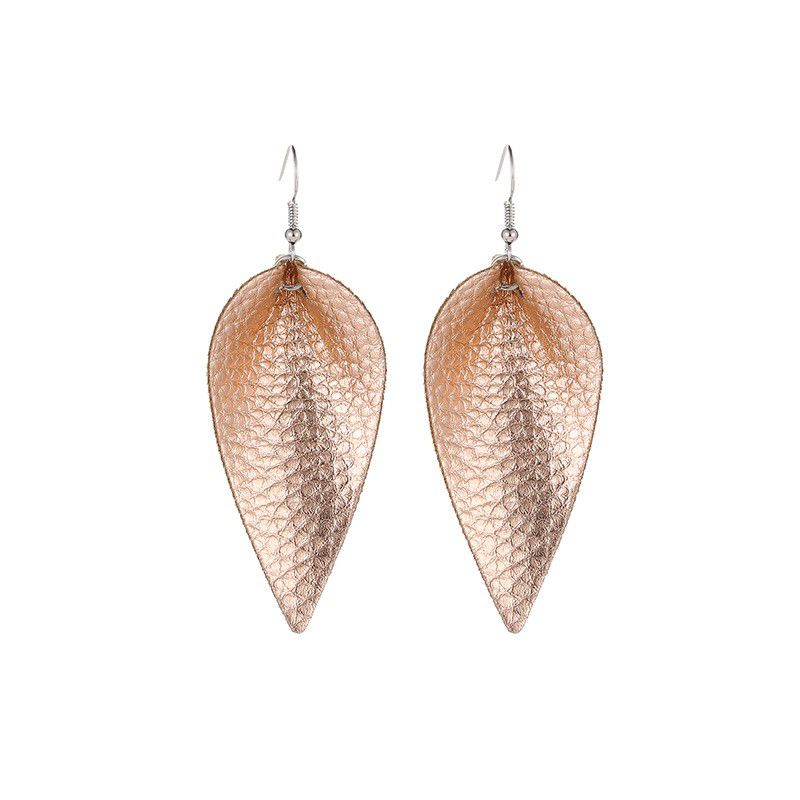 "Fashion Leaf Water Drop Artificial Leather Earring for Women, IN013
 
 