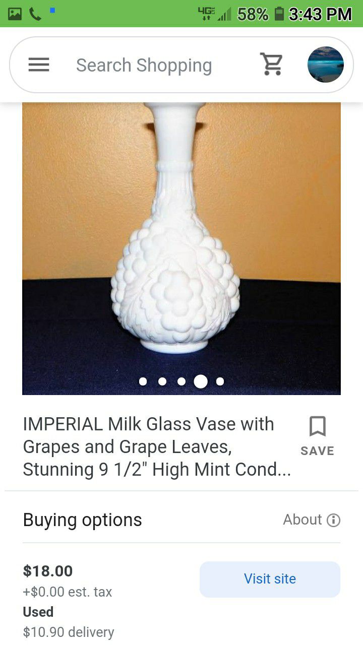 Imperial Glass Milk Glass Vase
