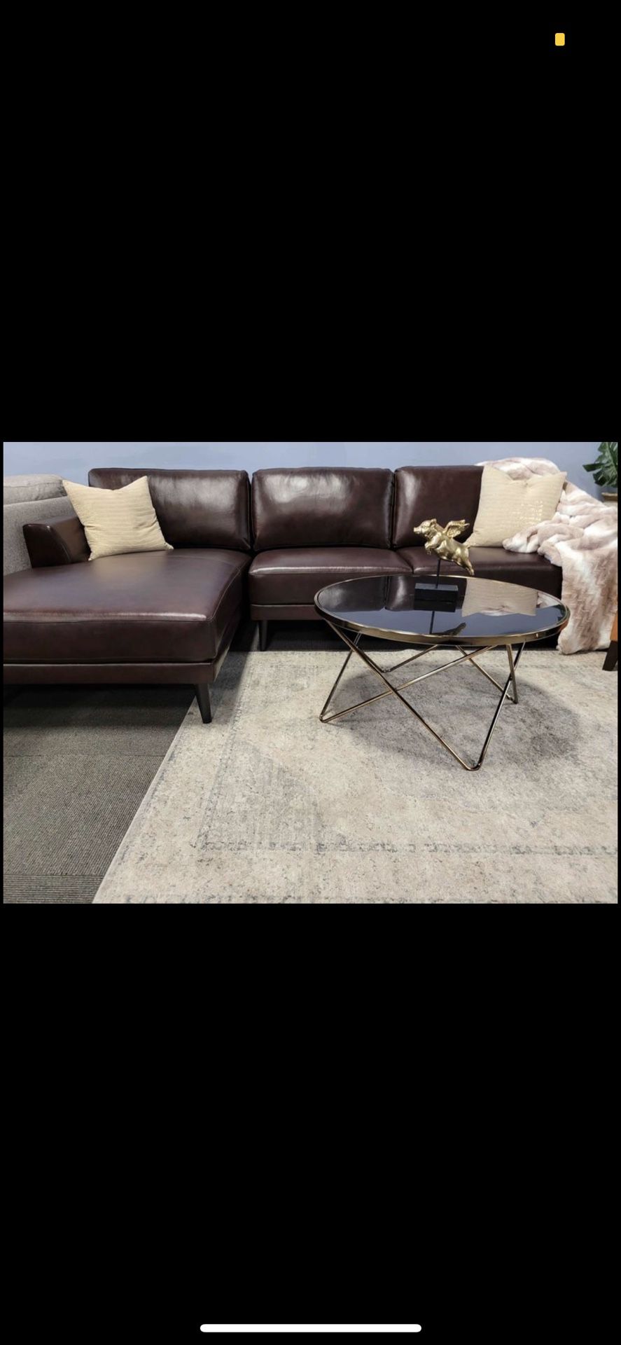 Top grain leather L shaped sectional- modern style- amazing quality- 4 color options- in stock
