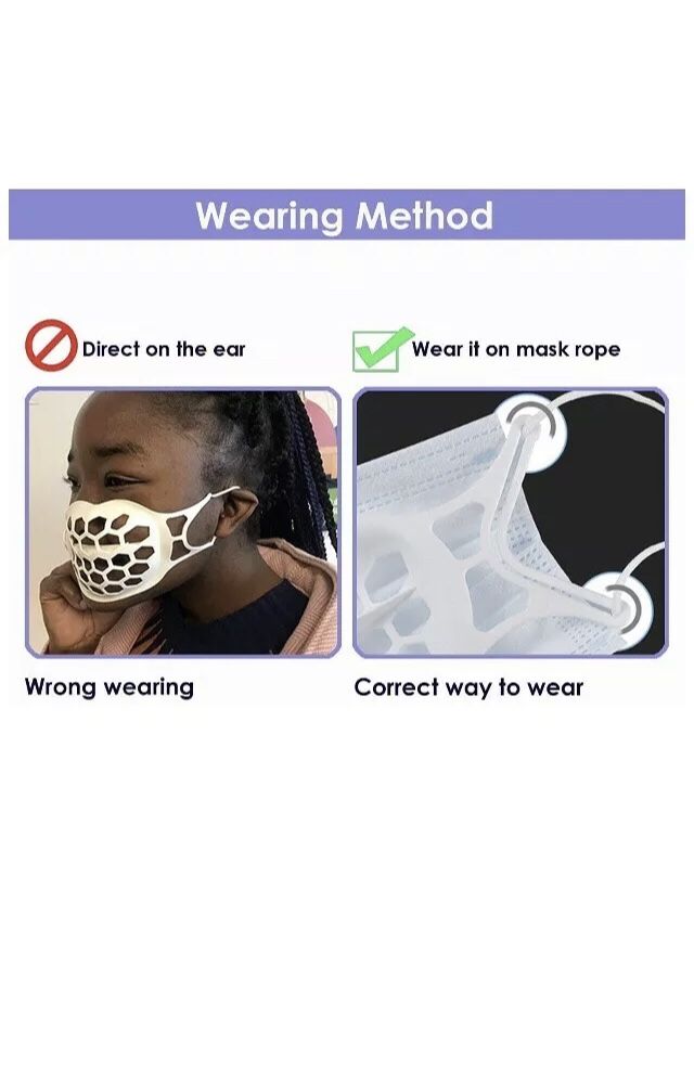 Silicone Breathable Face Mask Bracket, Certified, White