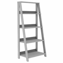 Walker Edison 4 Shelf Transitional Wood Ladder Bookcase in Gray Thumbnail