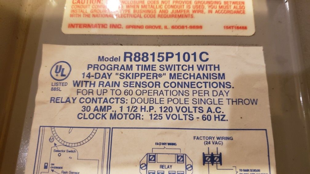 Sprinkler Timer 125 Volt