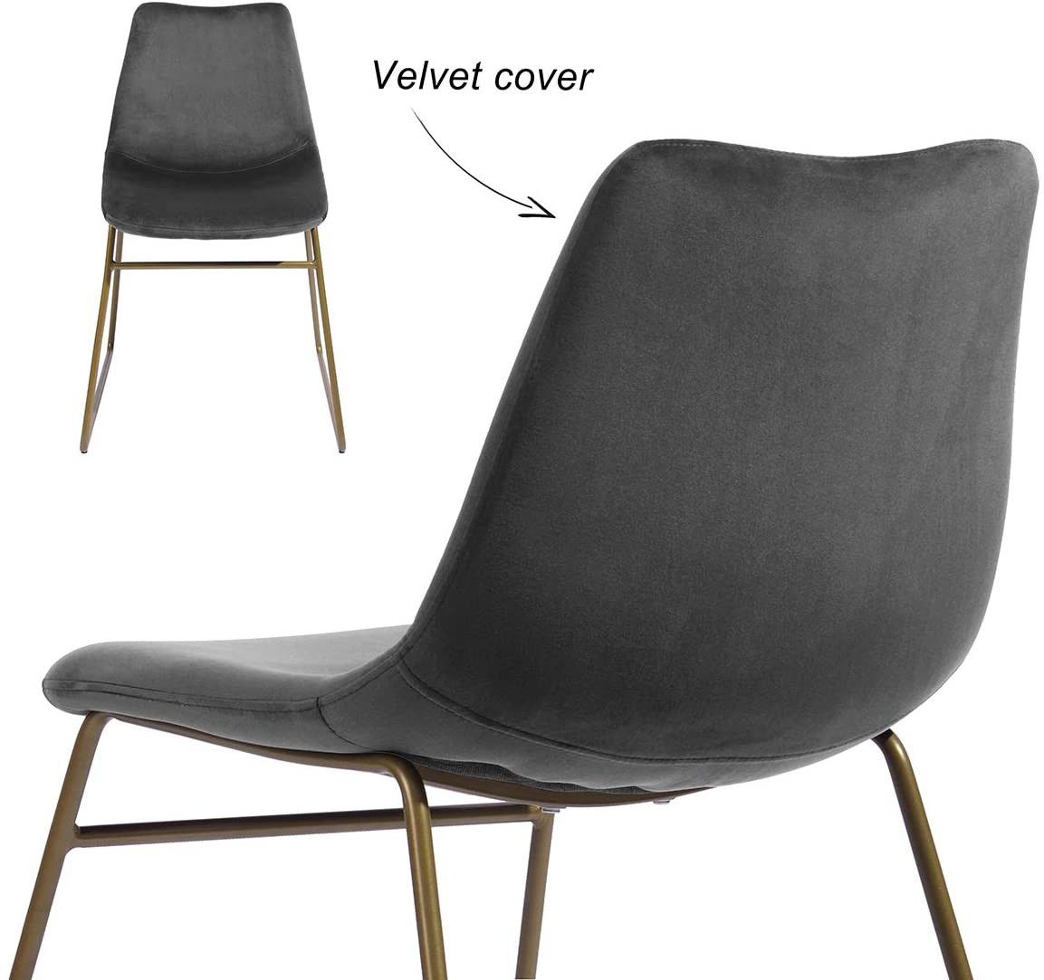 Set of 2 Elegant Velvet Chairs with Gold Metal Legs