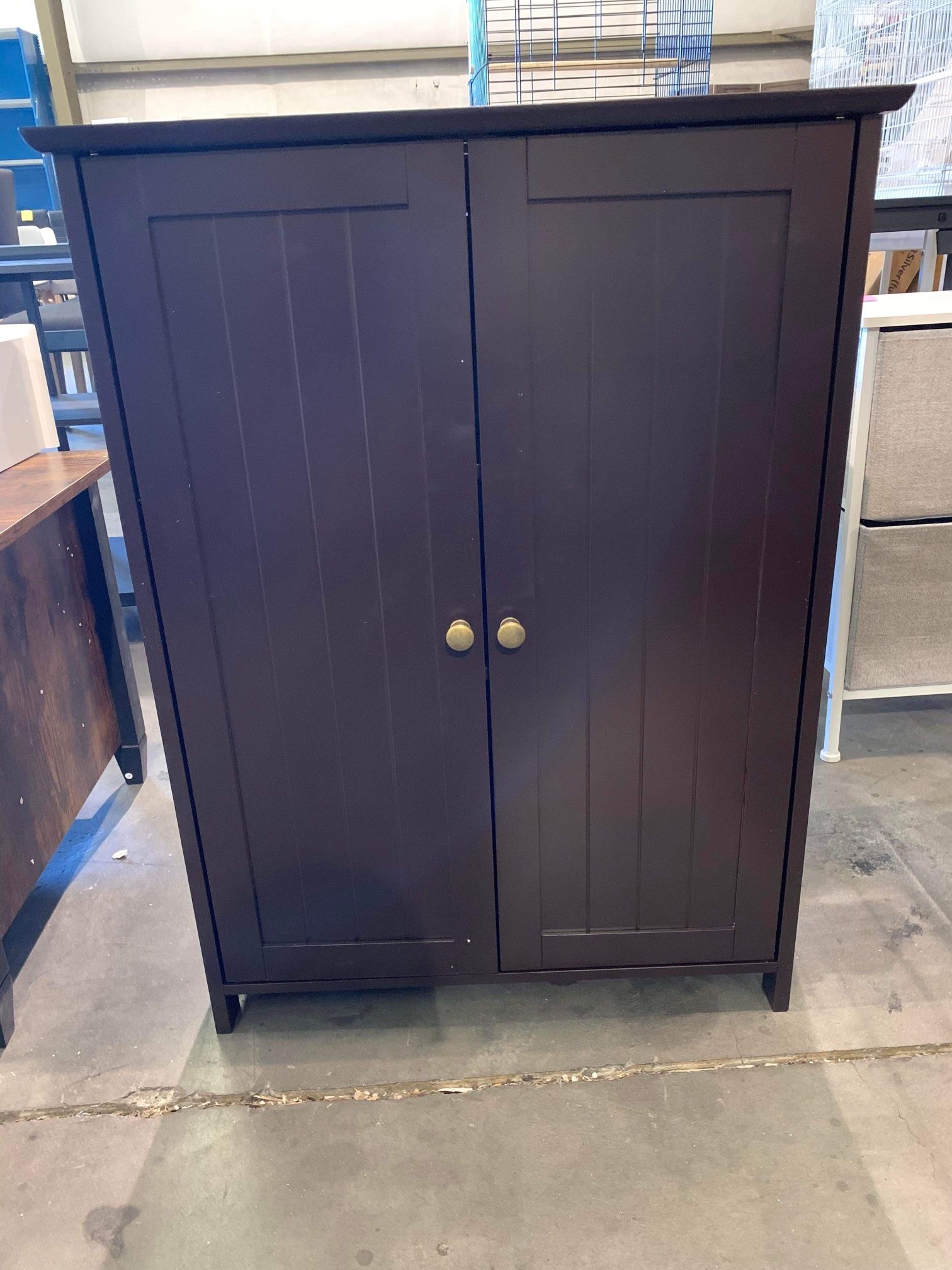 Bathroom Floor Storage Cabinet, Freestanding Wooden Cupboard with 2 Durable Doors and Adjustable Shelf Inside, Home Organizer Cabinet Espresso