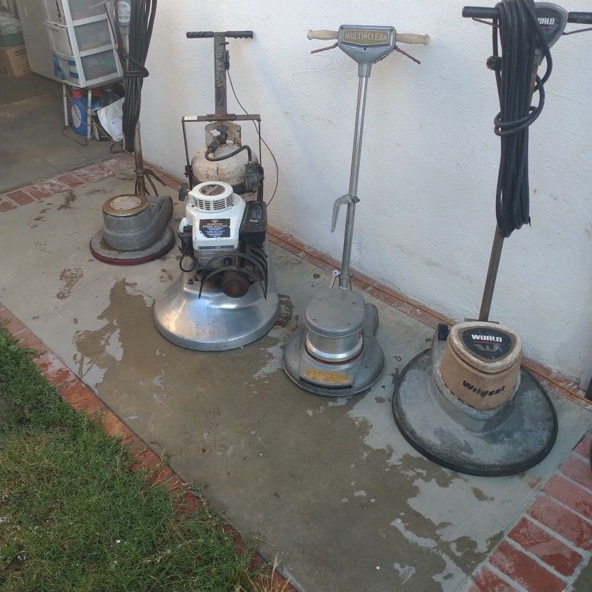 Diamond Propane Speed Buffer And Two Floor Scrubbers For Commercial Floor Waxing