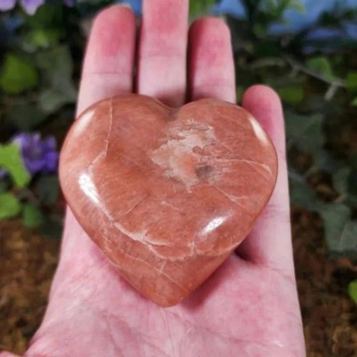 Peach Moonstone Crystal Heart #4