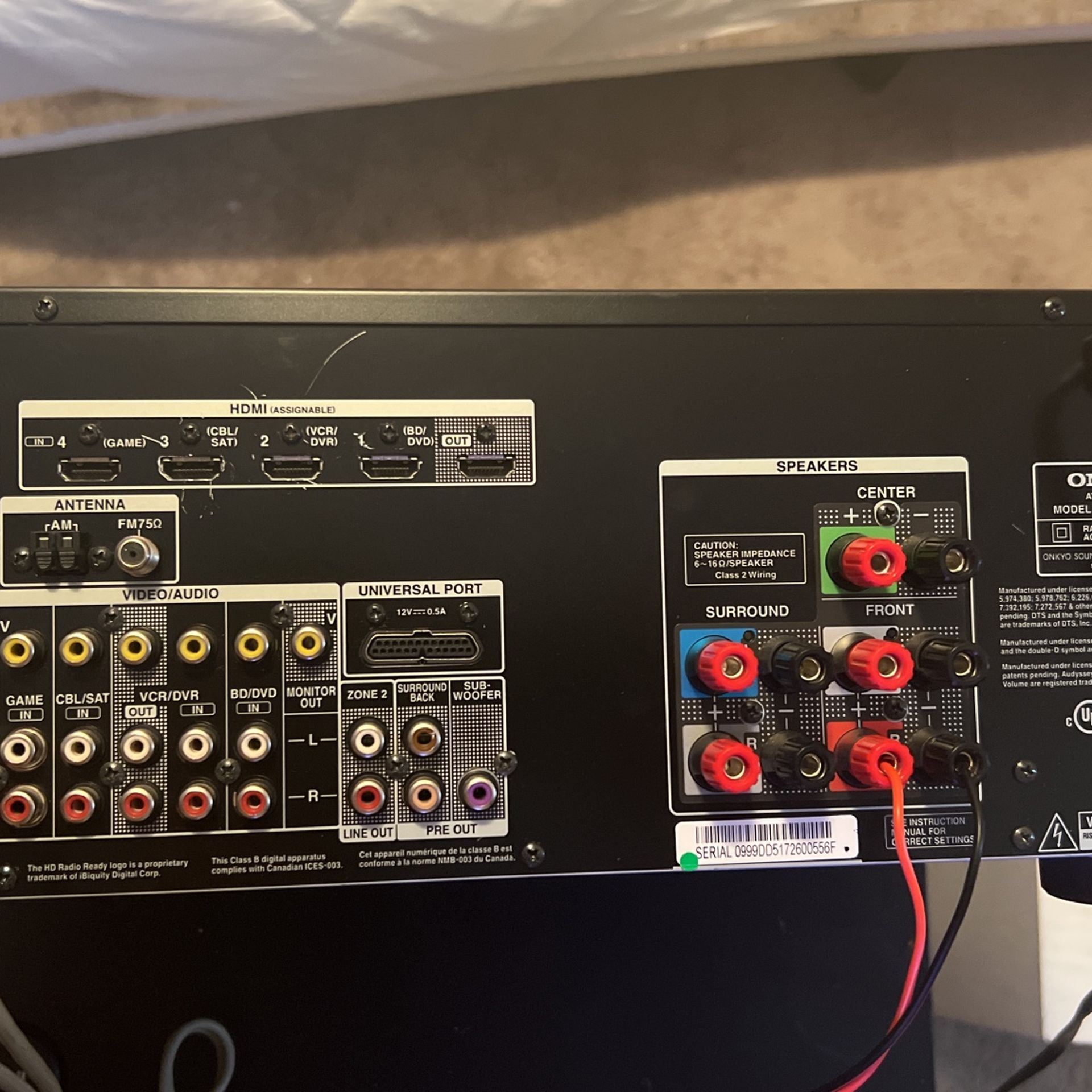 Onkyo TX NR509 5.1 Channel 180 Watt Receiver