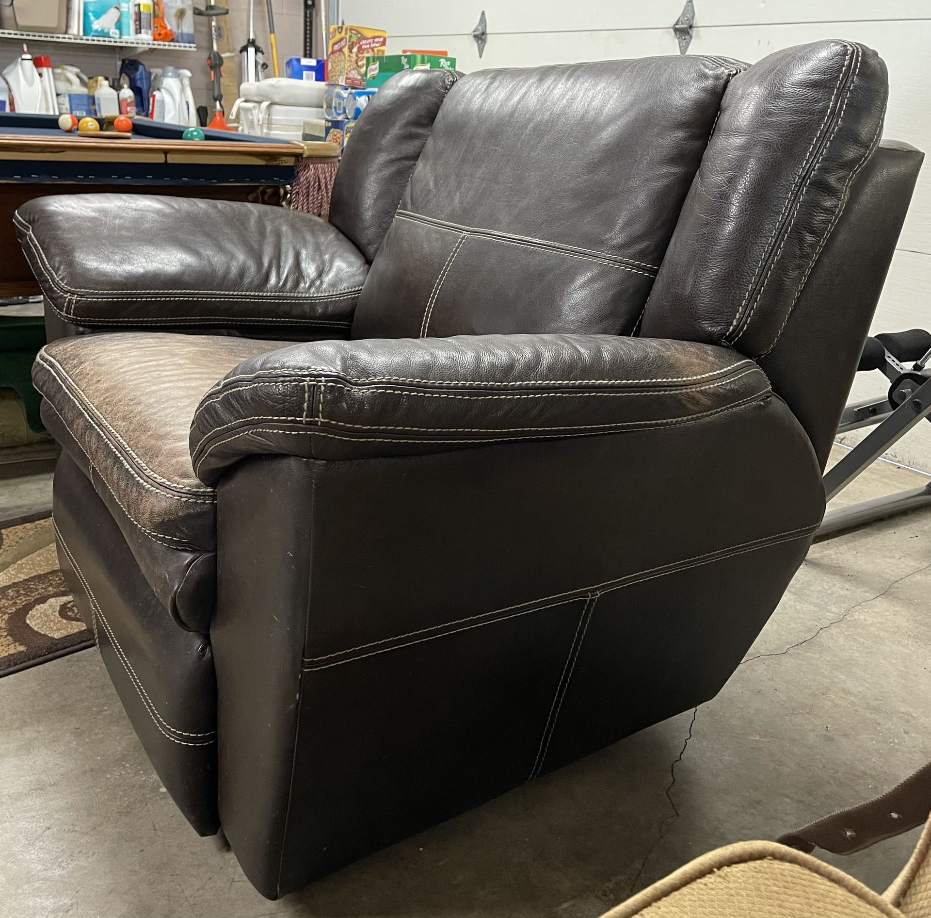 La-Z-Boy Dark Leather Reclining Chair & A Half