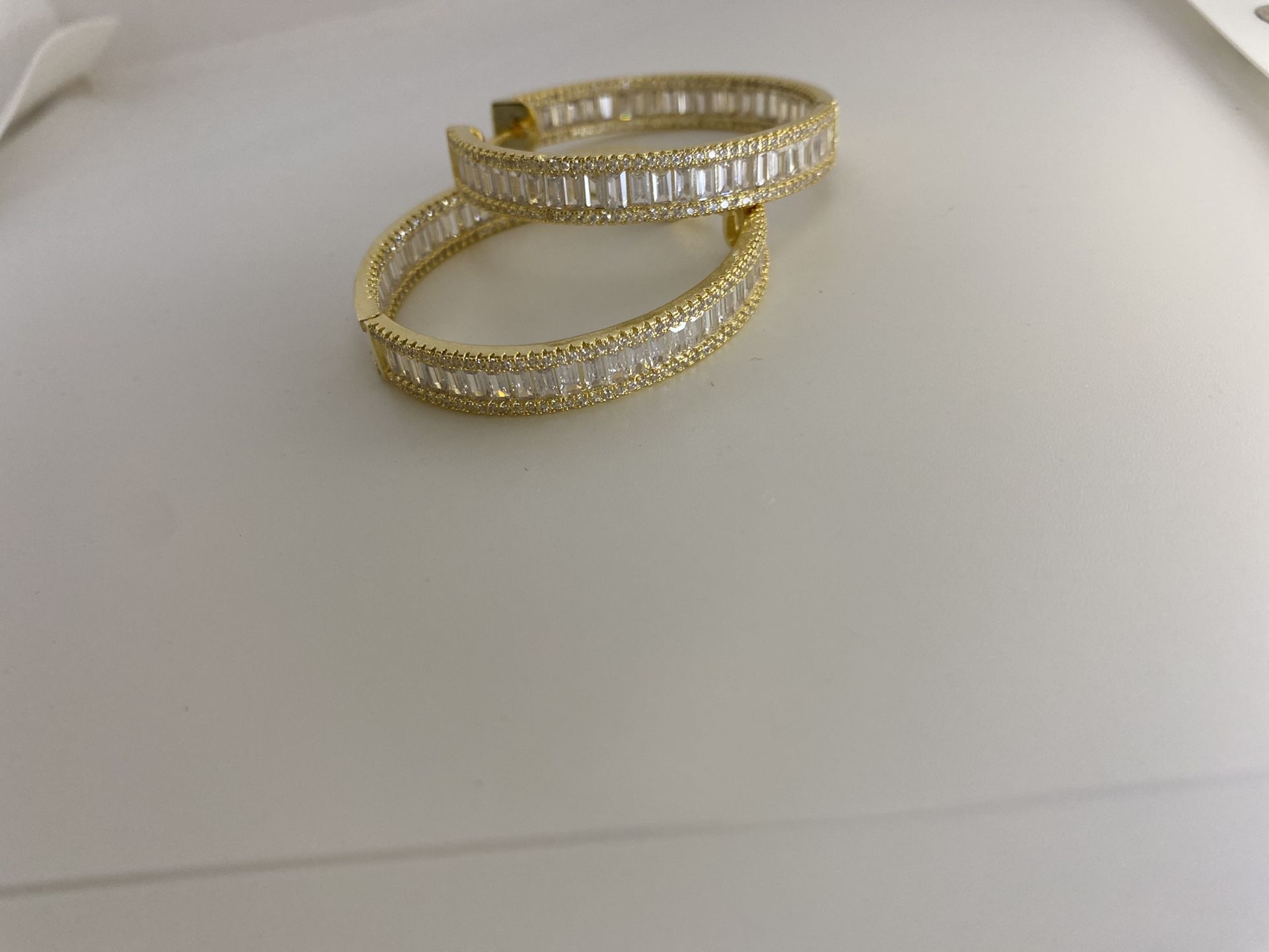 Silver/ Gold Baguette Hoops