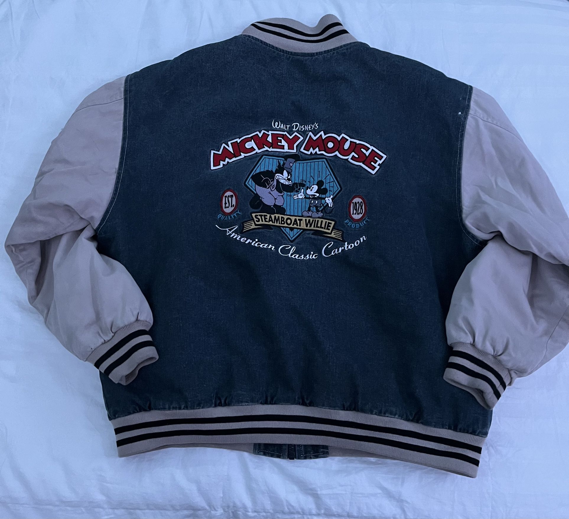 Vintage Walt Disney Mickey Mouse Denim Bomber Jacket