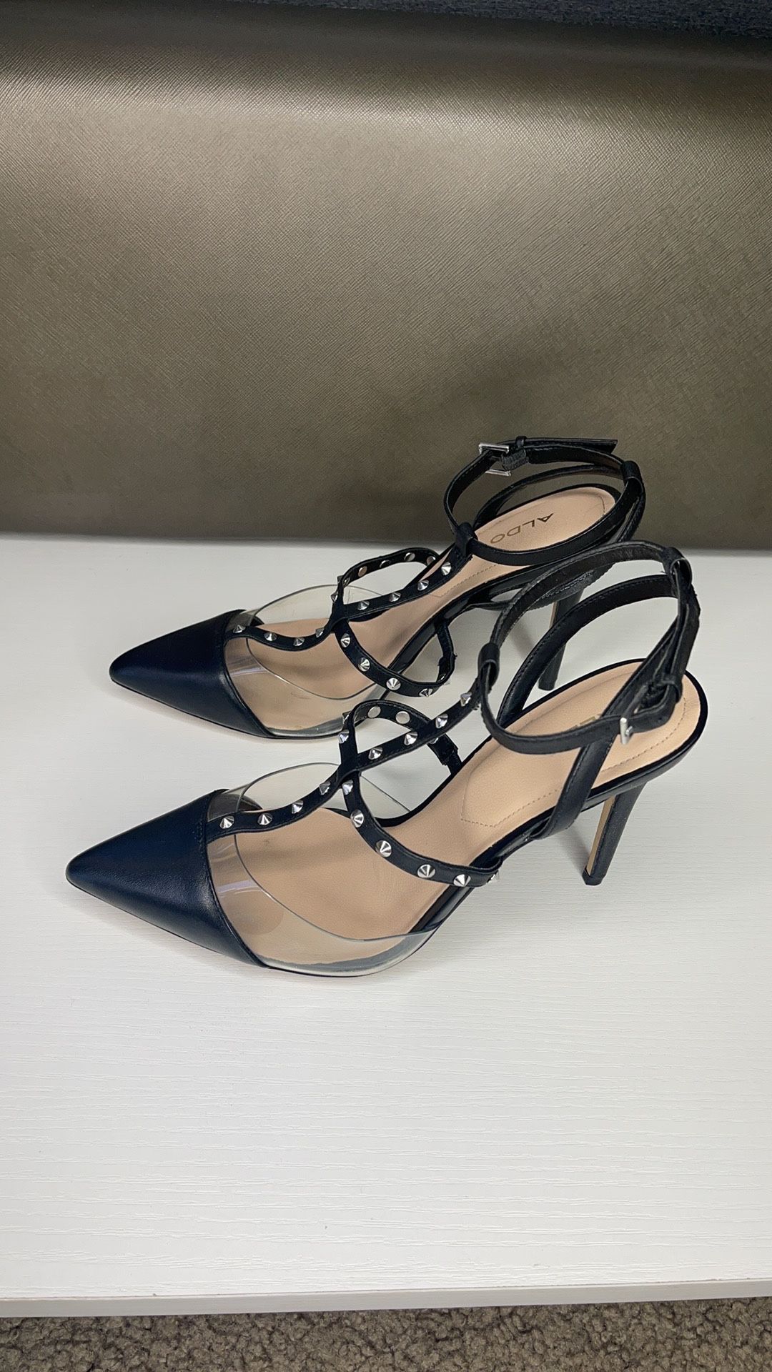 Black/Clear Studded Aldo Pumps