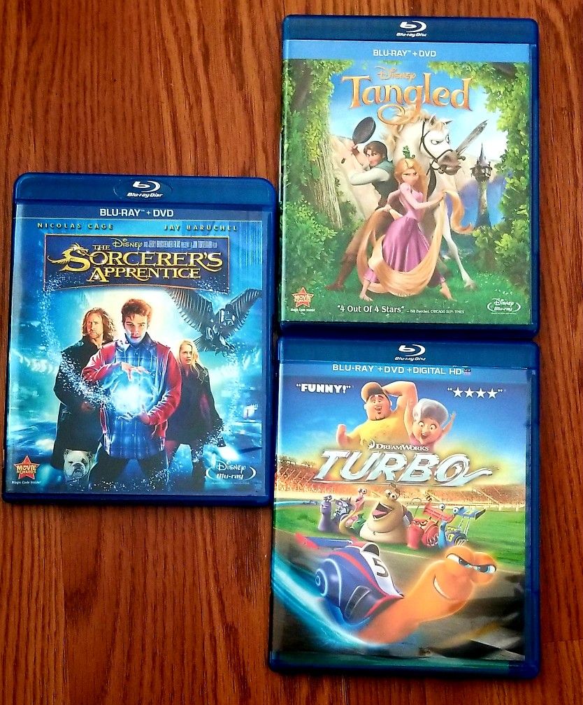 Three Great Blu-Ray Kids Movies Turbo/Tangled/Sorcerer's Apprentice