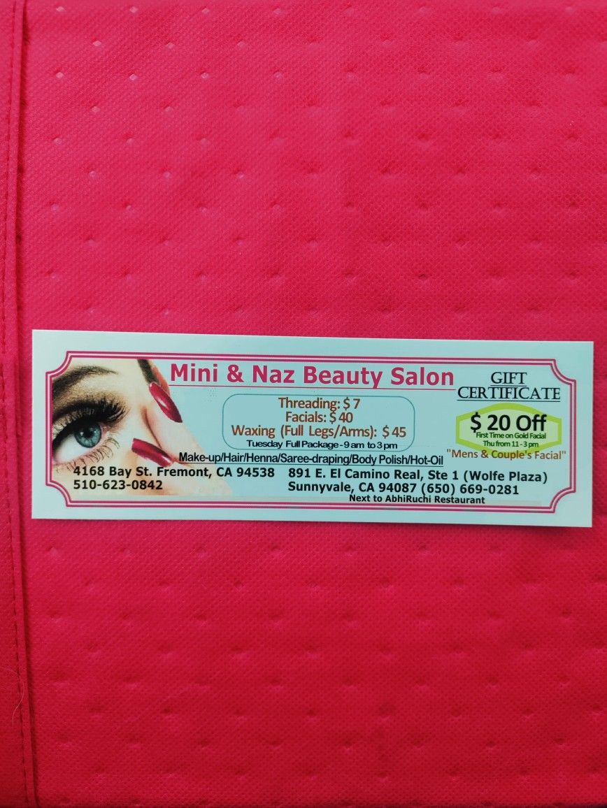 Mini & Naz Beauty Salon Sunnyvale Gift Certificate