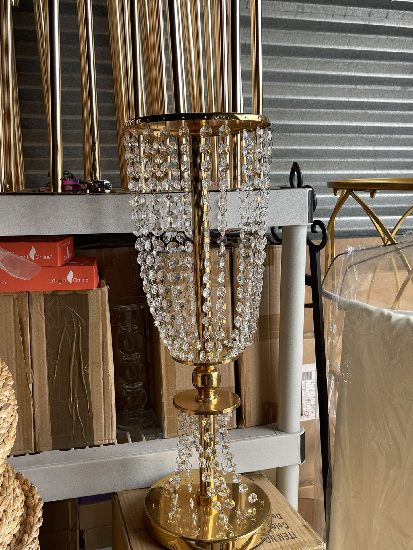 4 Gold Crystal Centerpieces 24”