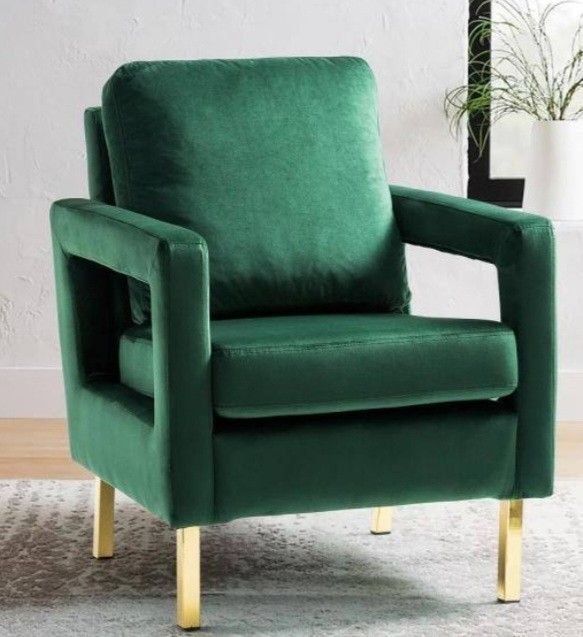 Green/ Gold Accent Chair (Brand New)