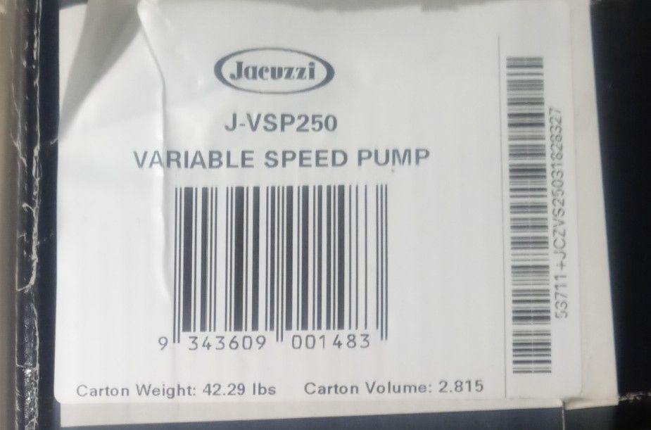 Jacuzzi JVSP250 Variable Speed Pool Pump 2.5 HP for Sale in Las