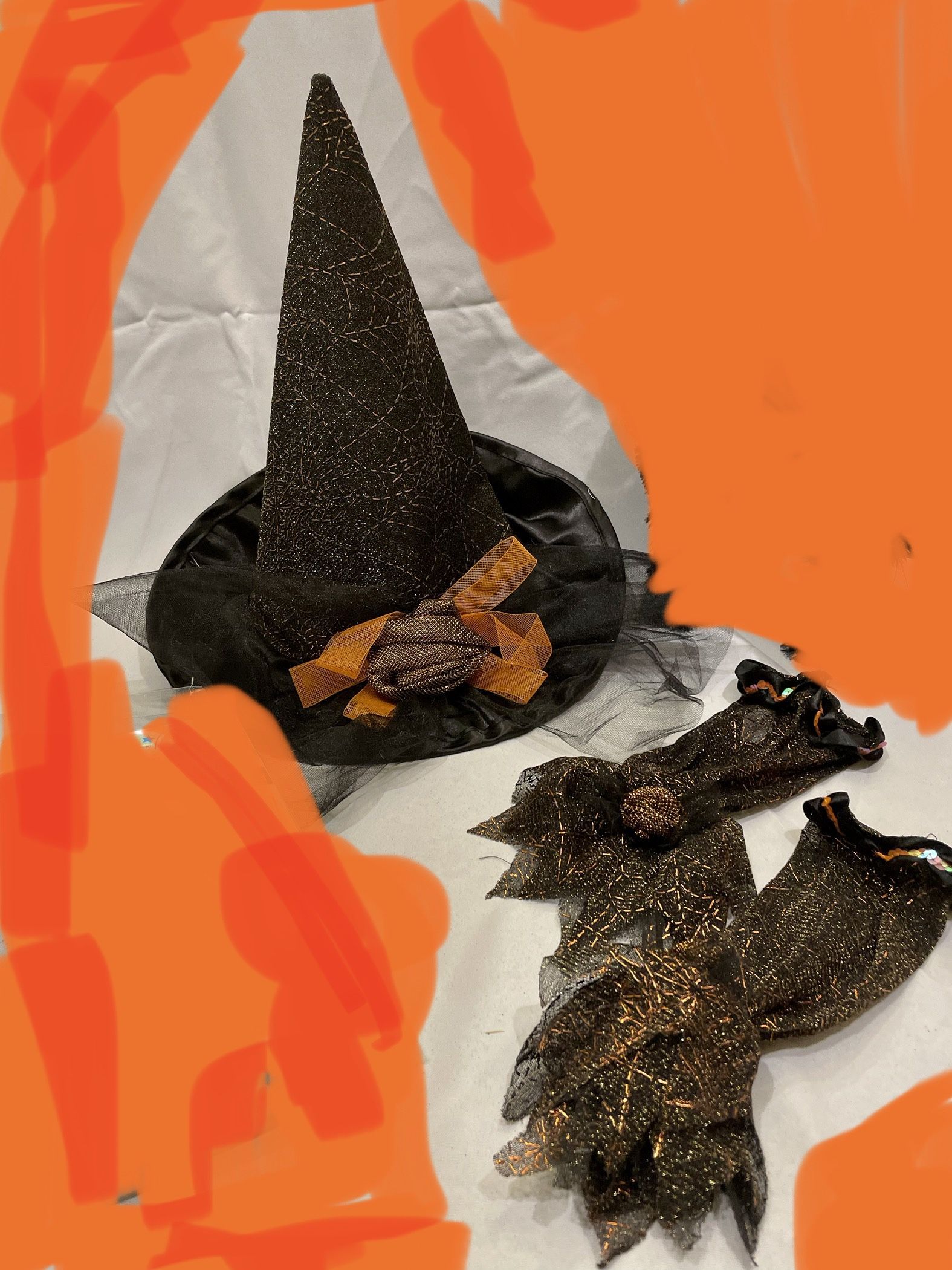 Witch Hat And Gloves For Halloween / Halloween Costume