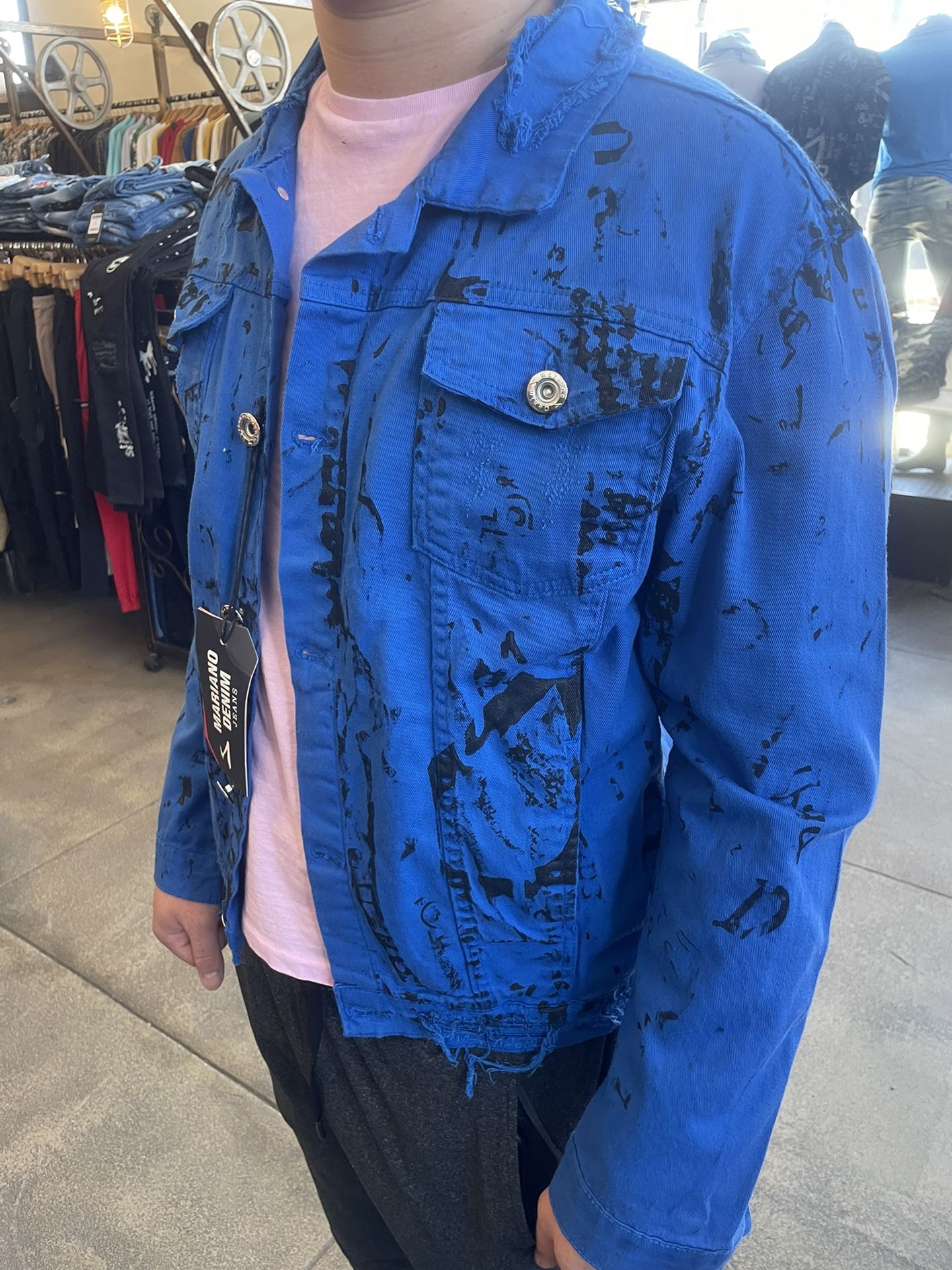 Men’s Blue Denim Jean Jacket Huge Blowout Sale
