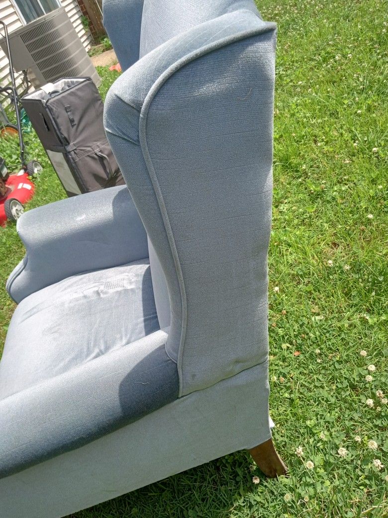 Blue Grey Velvet Chair