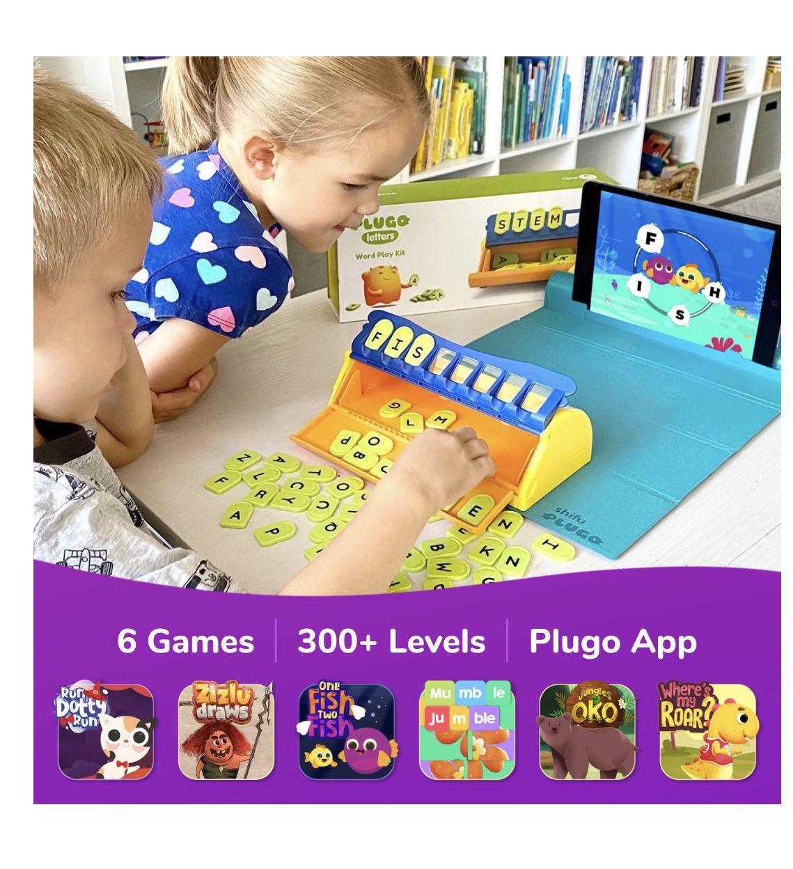 PlayShifu Educational Word Game - Plugo Letters (Kit + App with 9 Learning Games) STEM Toy Gifts for Kids Age 4+ Phonics, Spellings & Grammar