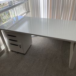 Composad White Office Desk And Filing Cabinet Thumbnail
