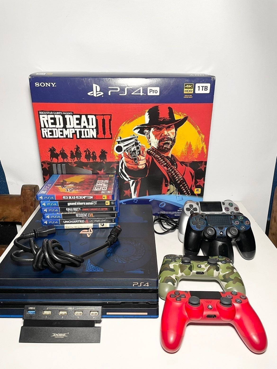 Sony PS4 Pro 1TB Red Dead Redemption 2 with VR and TV Bundle