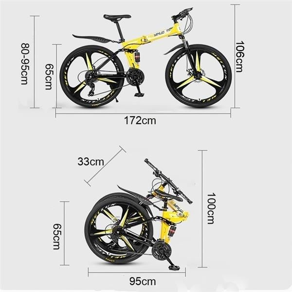 26 inch 21 Speeds Folding Mountain Bikes High Carbon Steel Bicycle Three Knives Wheel Shockproof Mountain Bike Adult