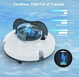 Cordless Robotic Pool Cleaner, Dual-Drive Motors, 180μm Fine Filter, for Pool Up to 650 Sq.Ft. Thumbnail
