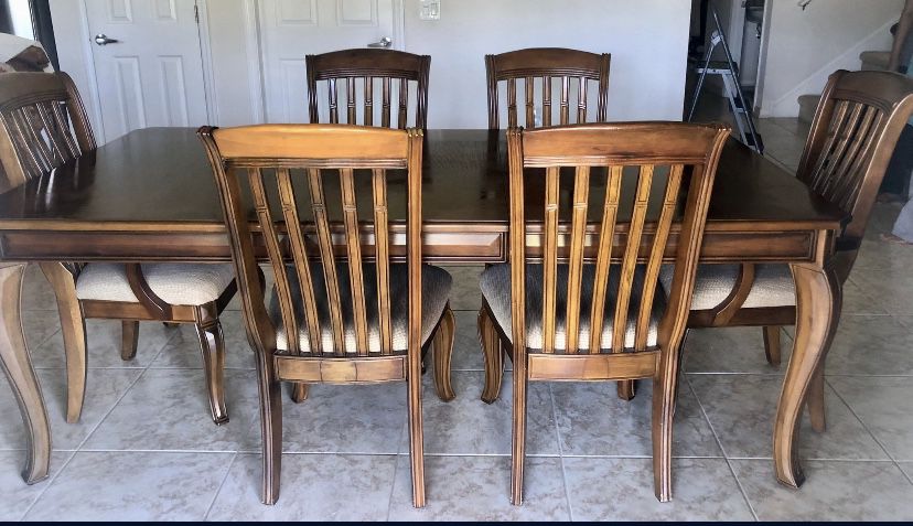Wooden Dining Table For 6 With Attached, Dining Room Sets Tampa Fl