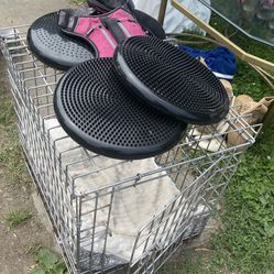 Adjustable bed frame, NWOT, $20. Shoes And boots, $5 a pair. Dog kennel with bed, $25 Thumbnail