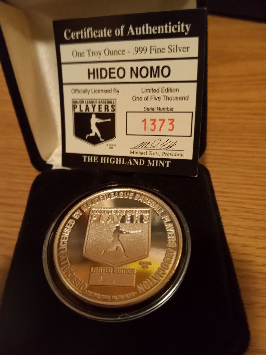 .999 Fine Silver Signature Series Hideo Nomo Round 1 Of  5,000 Ever Made